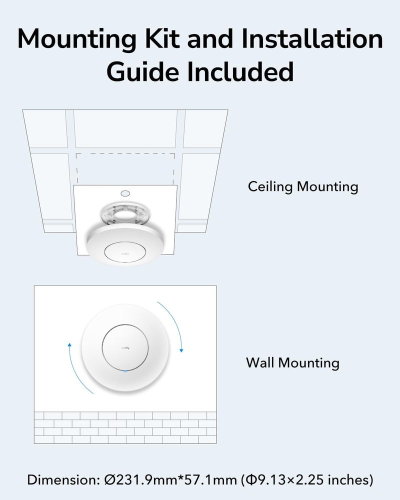 Cudy AX3000 2.5G WiFi 6 Wireless Access Point, 2.5Gbps RJ45, Business WiFi Solution w/Mesh Support, Seamless Roaming & MU-MIMO, PoE or DC Powered, 12V DC Power Adapter included, AP3000 - Image 4