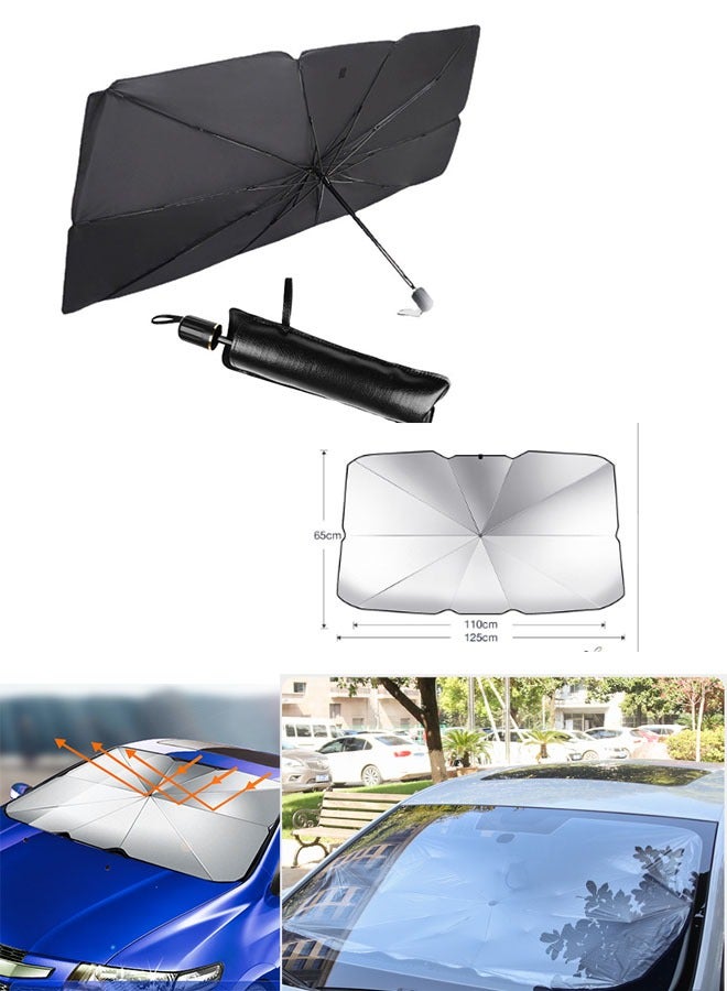 Generic Car Windshield Sunshade Umbrella ,Foldable Car Windshield Sun Shade Cover, 5 Layers UV Block Coating, 110cmx65cm (LXW),Front Window Heat Insulation Protection, for Auto Sedan, SUV Windshield - Image 1