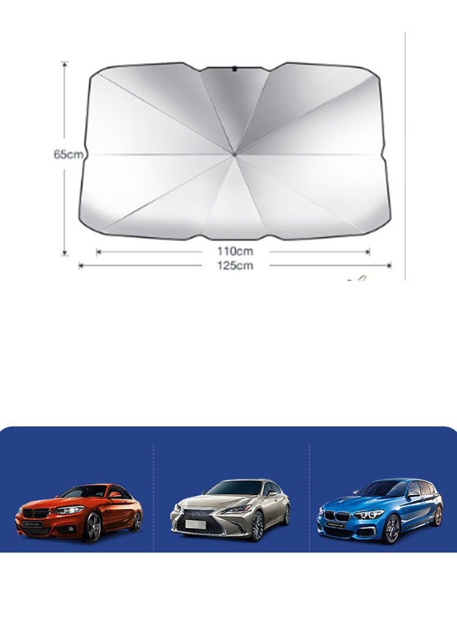 Generic Car Windshield Sunshade Umbrella ,Foldable Car Windshield Sun Shade Cover, 5 Layers UV Block Coating, 110cmx65cm (LXW),Front Window Heat Insulation Protection, for Auto Sedan, SUV Windshield - Image 5