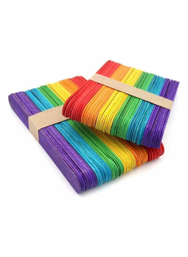 Excefore 100-Piece Wooden Ice Cream Popsicle Stick Colored 150x18x1.6mm  - Image 1