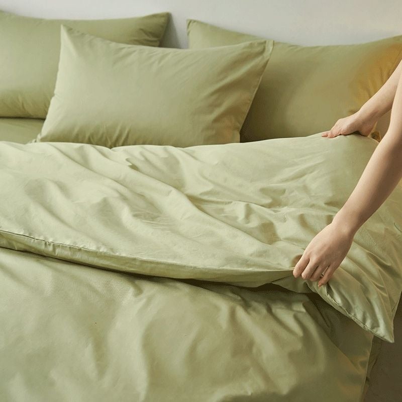 Wasabi Green 100% Cotton Bed Sheet Set - 80 Thread Count, All-Season Soft & Breathable - Image 1