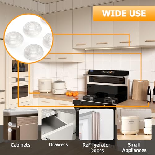 FURNIMATE Cabinet Door Bumper- Cabinet Bumpers Clear Soft Close 100PCS, Cabinet Stoppers Rubber, Cabinet Cushion Dots Drawer Stops, Adhesive Bumpers 1/2 inch - Image 2
