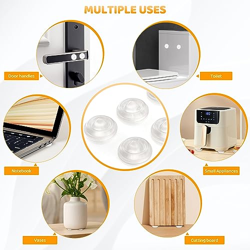 FURNIMATE Cabinet Door Bumper- Cabinet Bumpers Clear Soft Close 100PCS, Cabinet Stoppers Rubber, Cabinet Cushion Dots Drawer Stops, Adhesive Bumpers 1/2 inch - Image 4