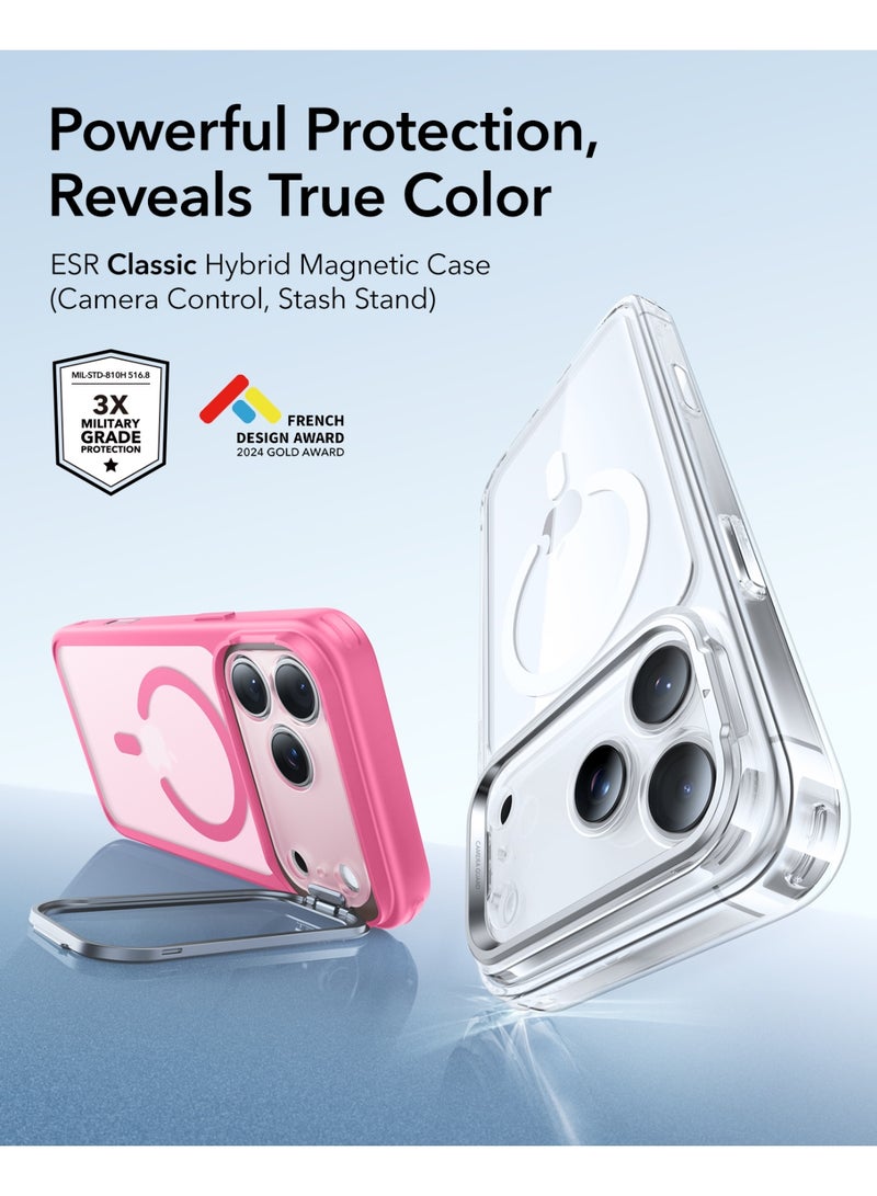 ESR for iPhone 17 Pro Case with Stash Stand, Camera Control Cover Compatible with MagSafe, Military-Grade Drop Protection Magnetic Phone Case for iPhone 17 Pro, Scratch-Resistant Back Cover pink - Image 2