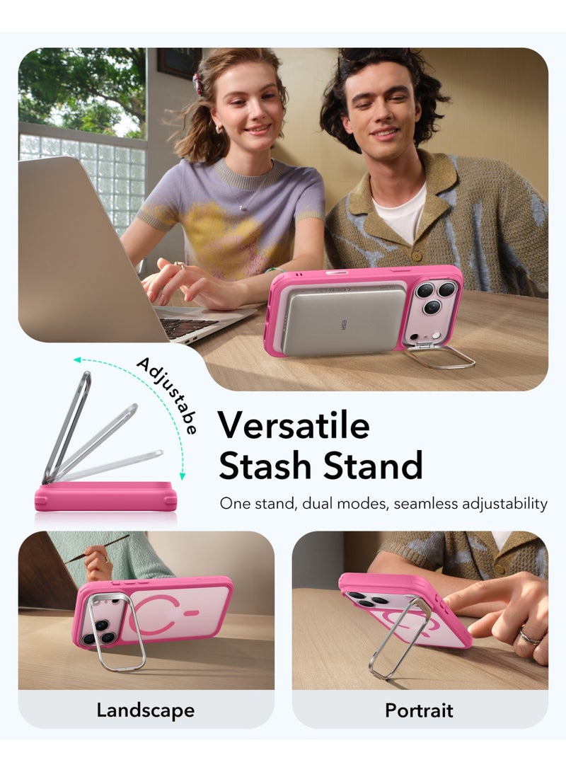 ESR for iPhone 17 Pro Case with Stash Stand, Camera Control Cover Compatible with MagSafe, Military-Grade Drop Protection Magnetic Phone Case for iPhone 17 Pro, Scratch-Resistant Back Cover pink - Image 5