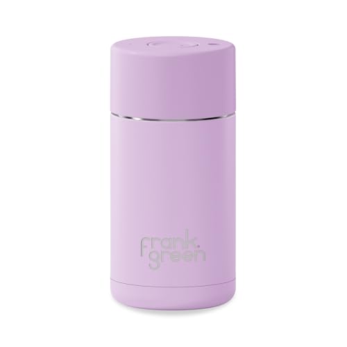 frank green - Ceramic Reusable Cup - Travel Coffee Mug, Stainless Steel Coffee Cup, Insulated Tumbler - Push Button Lid - 12oz - Lilac Haze - Image 1
