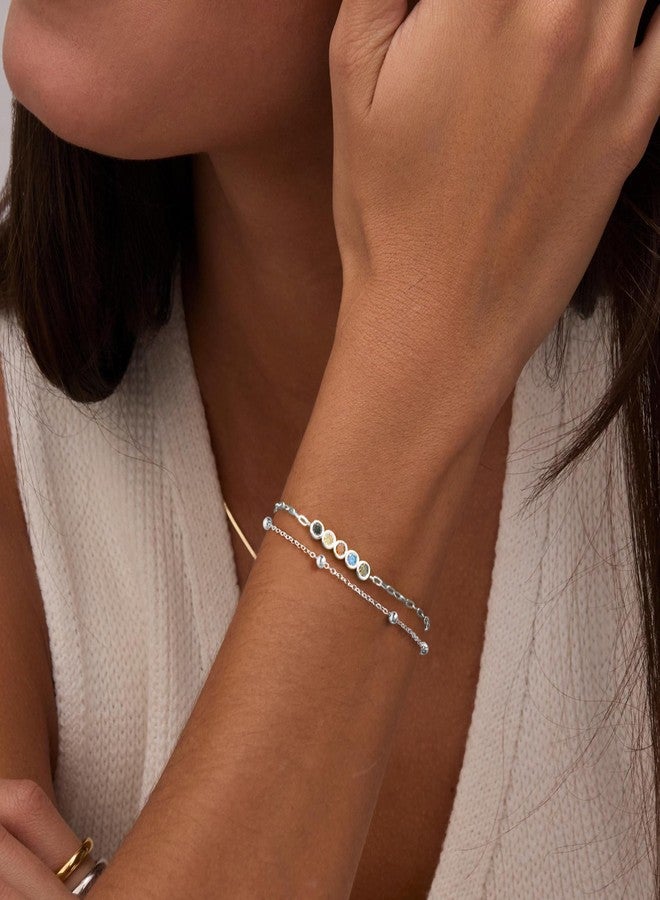 IEFWELL S925 Sterling Silver Bracelet for Women - S925 Sterling Silver Satellite Bead Chain Bracelet, 7.5 Inch Sturdy hypoallergenic Bracelets, Jewelry Gifts for Women Girlfriend - Image 4