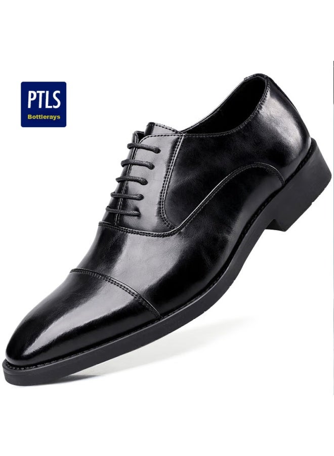 Poitulas Men'S Leather Shoes With Three-Joint Design, Formal Business Casual Oxford Shoes, Work And Wedding Shoes, Wear-Resistant, 8111 Black, Size 40 - Image 5