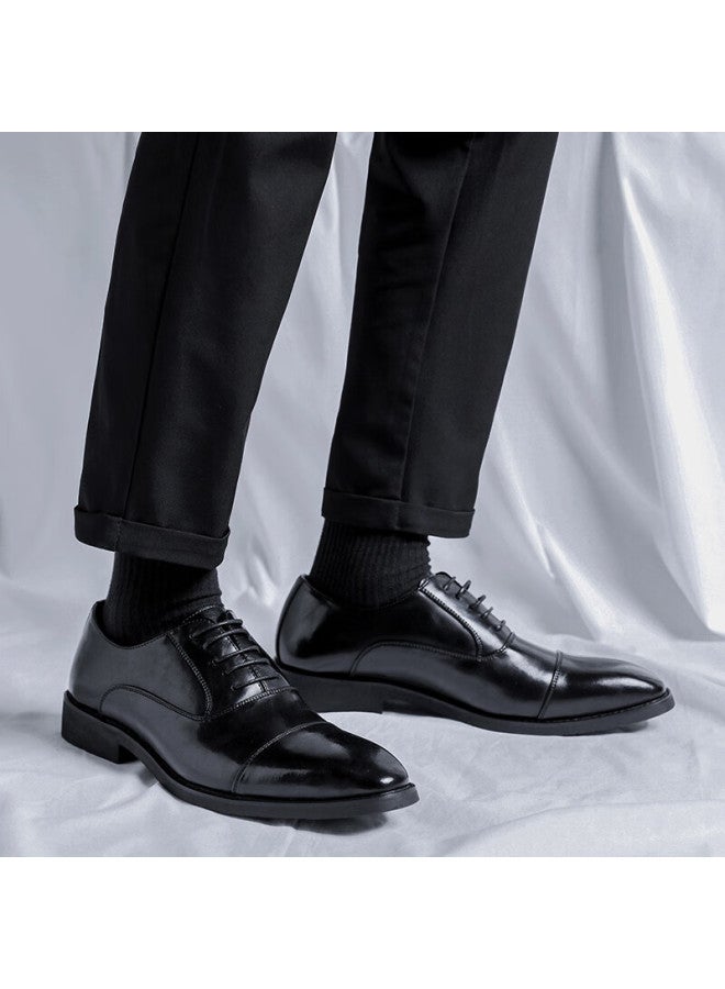 Poitulas Men'S Leather Shoes With Three-Joint Design, Formal Business Casual Oxford Shoes, Work And Wedding Shoes, Wear-Resistant, 8111 Black, Size 40 - Image 4