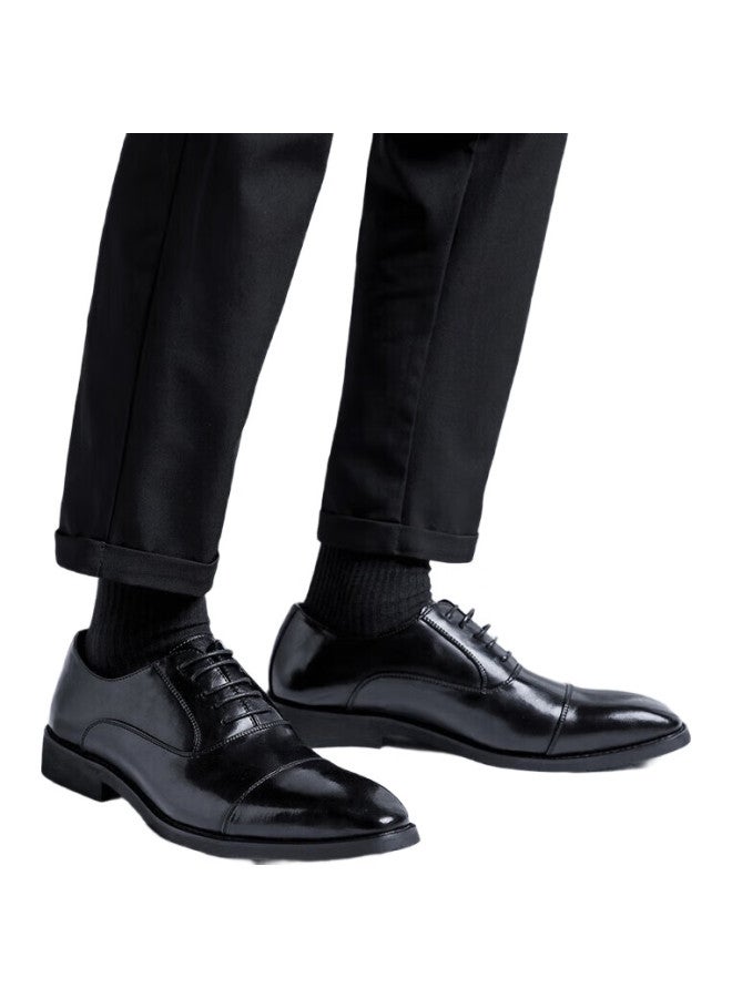 Poitulas Men'S Leather Shoes With Three-Joint Design, Formal Business Casual Oxford Shoes, Work And Wedding Shoes, Wear-Resistant, 8111 Black, Size 40 - Image 3