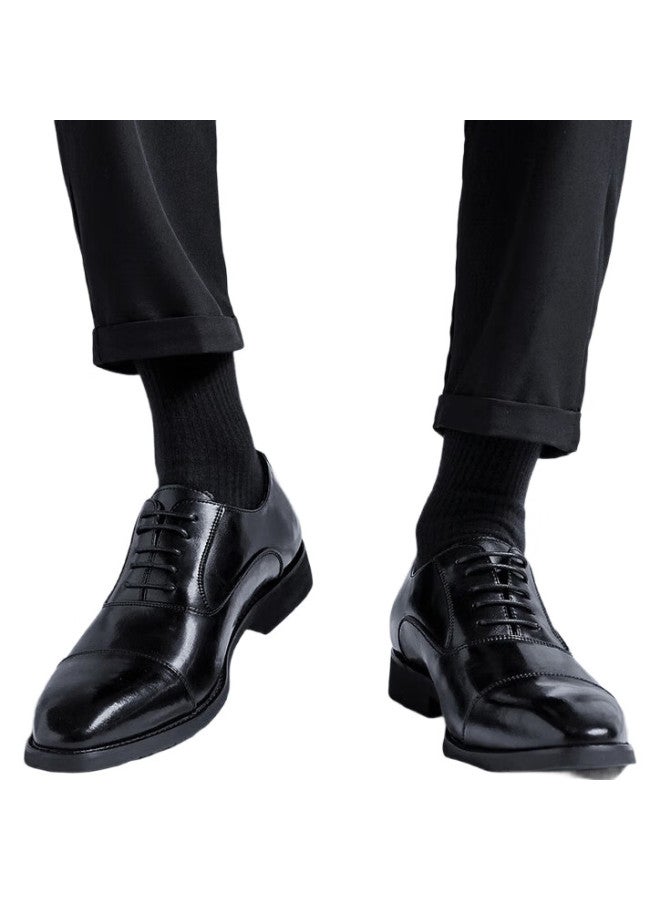 Poitulas Men'S Leather Shoes With Three-Joint Design, Formal Business Casual Oxford Shoes, Work And Wedding Shoes, Wear-Resistant, 8111 Black, Size 40 - Image 2