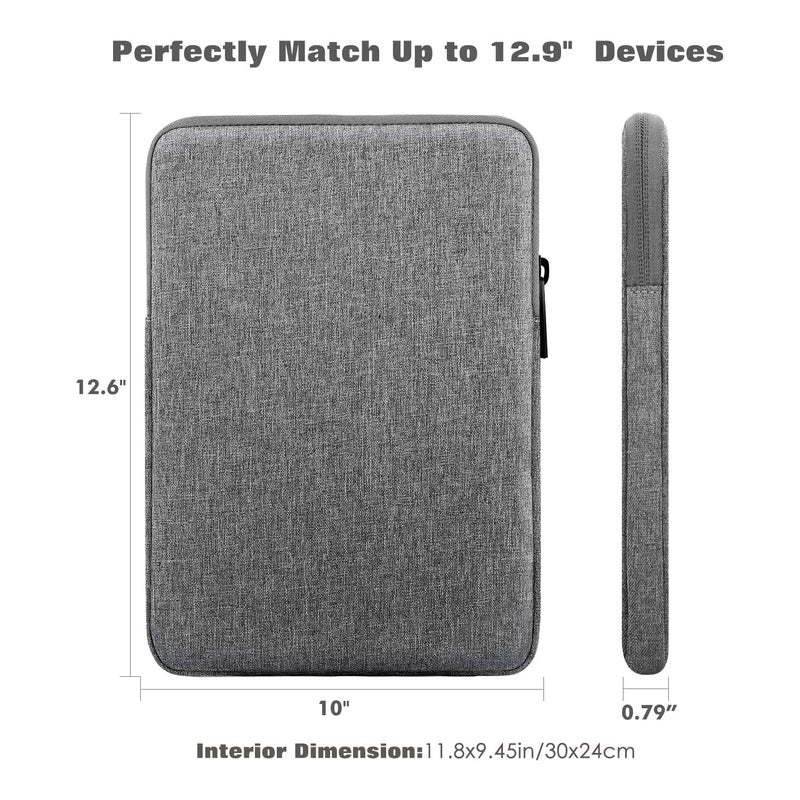Moca حافظة آيباد بحجم 12.9 بوصة تناسب آيباد برو 12.9 2021-2018، آيباد برو 12.9 2017/2015، جالاكسي تاب S8+ 12.4 بوصة، لابتوب سيرفيس جو 12.4 بوصة، حقيبة حافظة عالمية للأجهزة اللوحية (رمادي فاتح) - Image 2