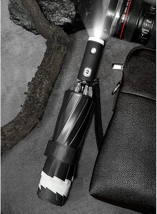 MIXEN Windproof Travel Umbrella - Compact, Light, Automatic, Strong and Portable - Wind Resistant, Small Folding Backpack Umbrella for Rain - Men and Women (Black) - Image 3