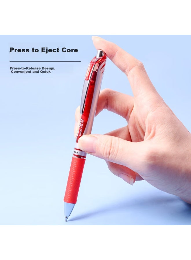 Pentel Bl77 Retractable Gel Pen 0.7Mm, High-End Business Office Finance Quick-Drying Water-Based Pen Stationery, Red, Pack Of 12 - Image 3