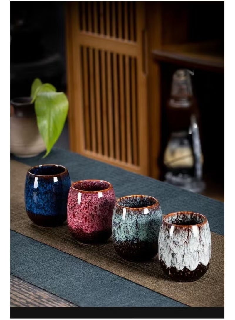 طقم هدايا من 4 أكواب سيراميكية مصقولة ومُحوّلة فنيًا في الفرن | أكواب قهوة/شاي سعة 175 مل | هدايا منزلية فاخرة من الإمارات العربية المتحدة - Image 1