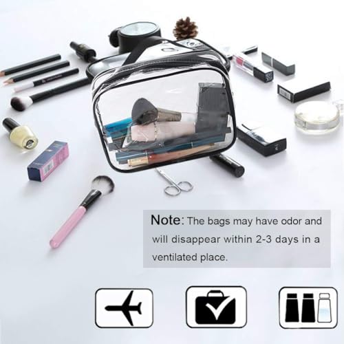 APREUTY Clear Makeup Bags, TSA Approved 6 Pcs Cosmetic Makeup Bags Set Clear PVC with Zipper Handle Portable Travel Luggage Pouch Airport Airline Vacation Organization (Black) - Image 4