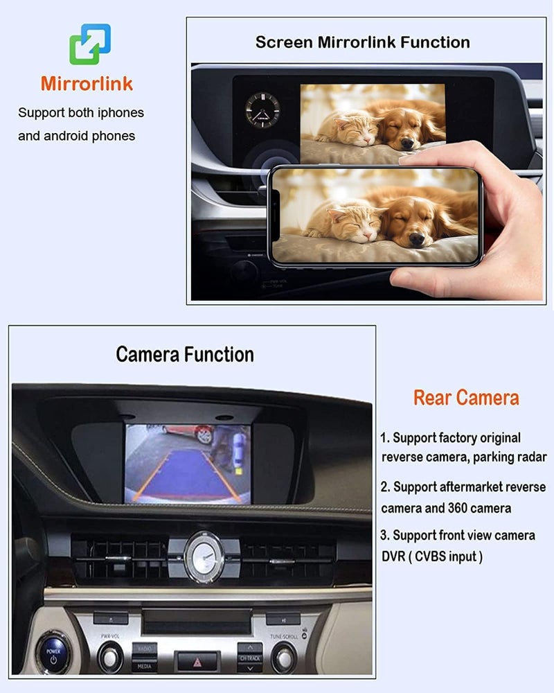 ninetom Wireless Carplay Retrofit Kit Decoder Compatible with Lexus RX NX ES UX LS LX RC LC GS is Series 2014-2019 Year, Support Android Auto, Mirror Link, Backup Camera, YouTube, Original Car Function - Image 5
