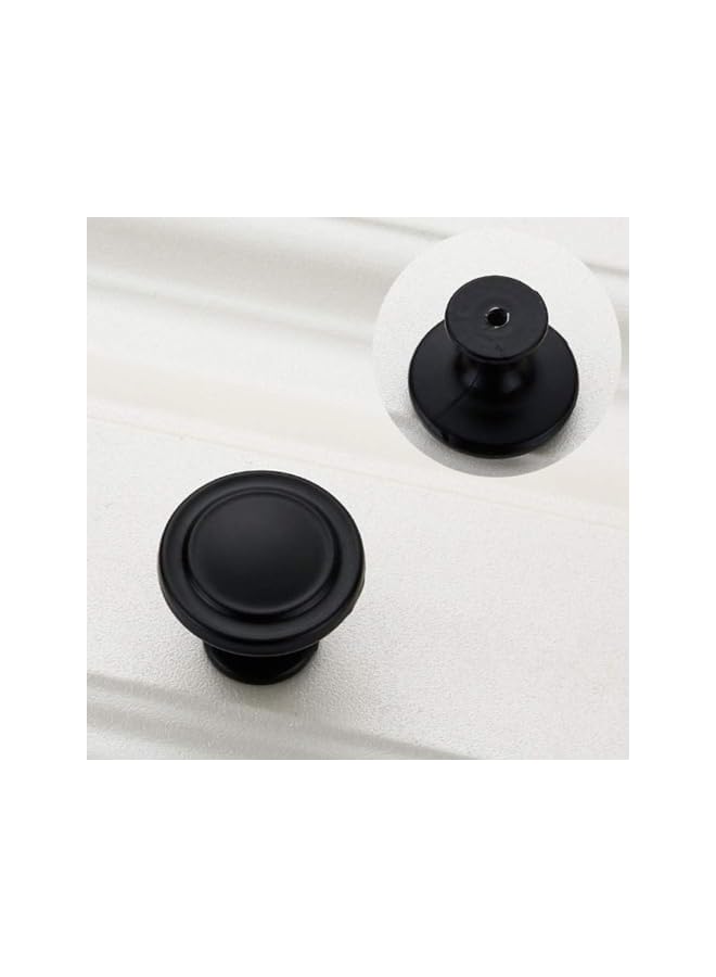 promass Black Cabinet Knobs, 6 Pack 1-1/4 inch Kitchen Drawer Knobs Round Single Hole Cabinet Hardware for Dresser Drawer Cabinet - Image 2