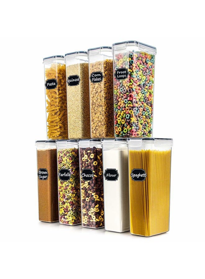 Wildone Airtight Food Storage Containers Set of 9 BPA Free Cereal & Dry Food Storage Containers 2.8L / 11.83 cups for Sugar, Flour, Snack, Baking Supplies, with 20 Chalkboard Labels & 1 Marker - Image 1