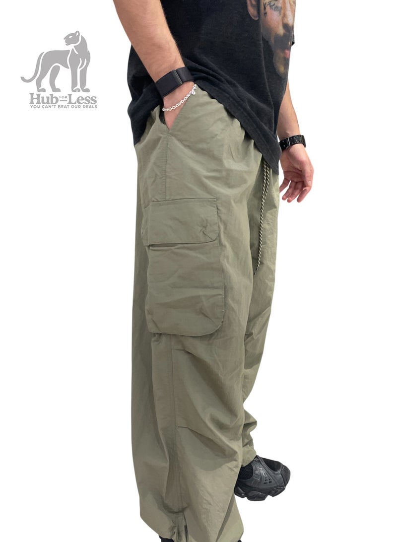 Men’s Microfiber Wide-Leg Cargo Pants – Lightweight Comfort and Utility