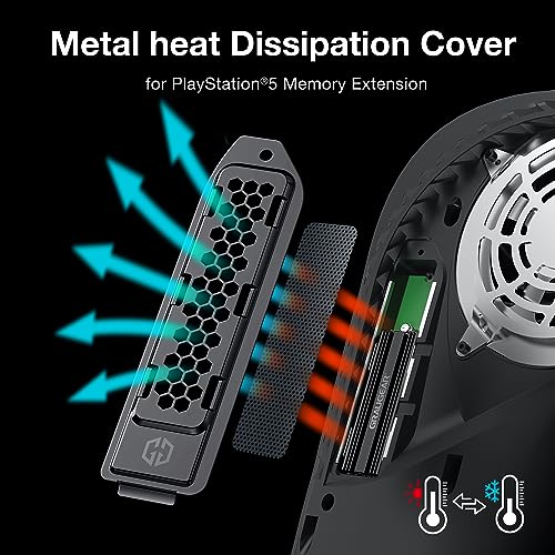GRAUGEAR Metal Heat Dissipation Cover for PS5 M.2 SSD Expansion Slot | Fit for PlayStation 5 NVMe SSD w/Heatsink | New Breathable Cellular Hole | Cooling and Dust Proof (Black) - Image 5