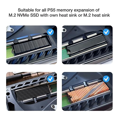 GRAUGEAR Metal Heat Dissipation Cover for PS5 M.2 SSD Expansion Slot | Fit for PlayStation 5 NVMe SSD w/Heatsink | New Breathable Cellular Hole | Cooling and Dust Proof (Black) - Image 4