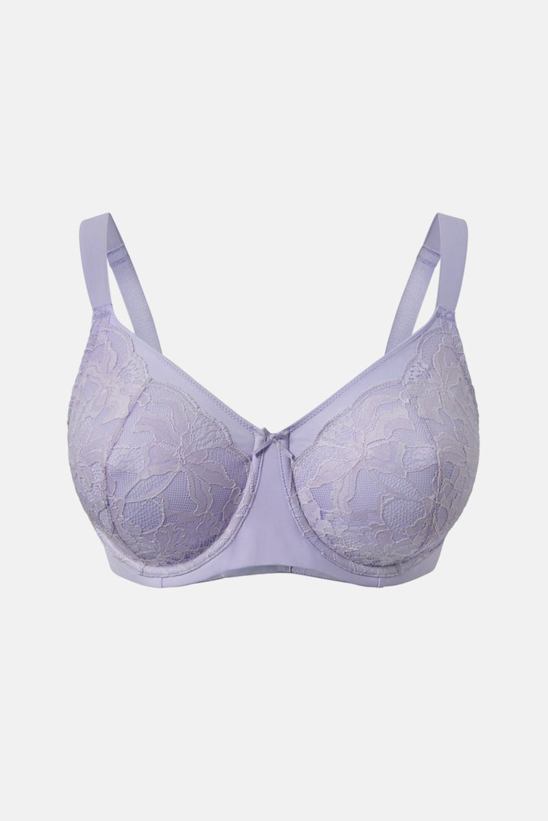 Tchibo Women Plus Size Lace Non Padded Underwired Bra, Lilac  - Image 2