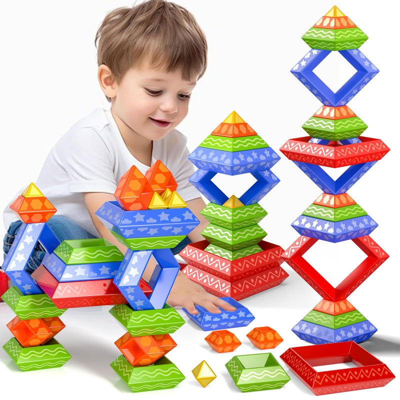 Doloowee 30 Pcs Montessori Toys Stacking Toys Building Blocks Leraning Toys for Toddlers 13 35 Girls Boys Gift Christmas Stocking Stuffers Preschool Educational - Image 3