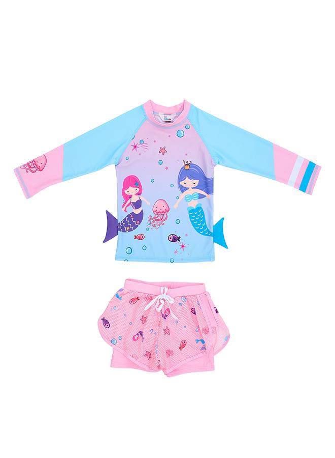 بيبي كلو طقم سباحة للبنات من قطعتين بتصميم حورية البحر - Image 1