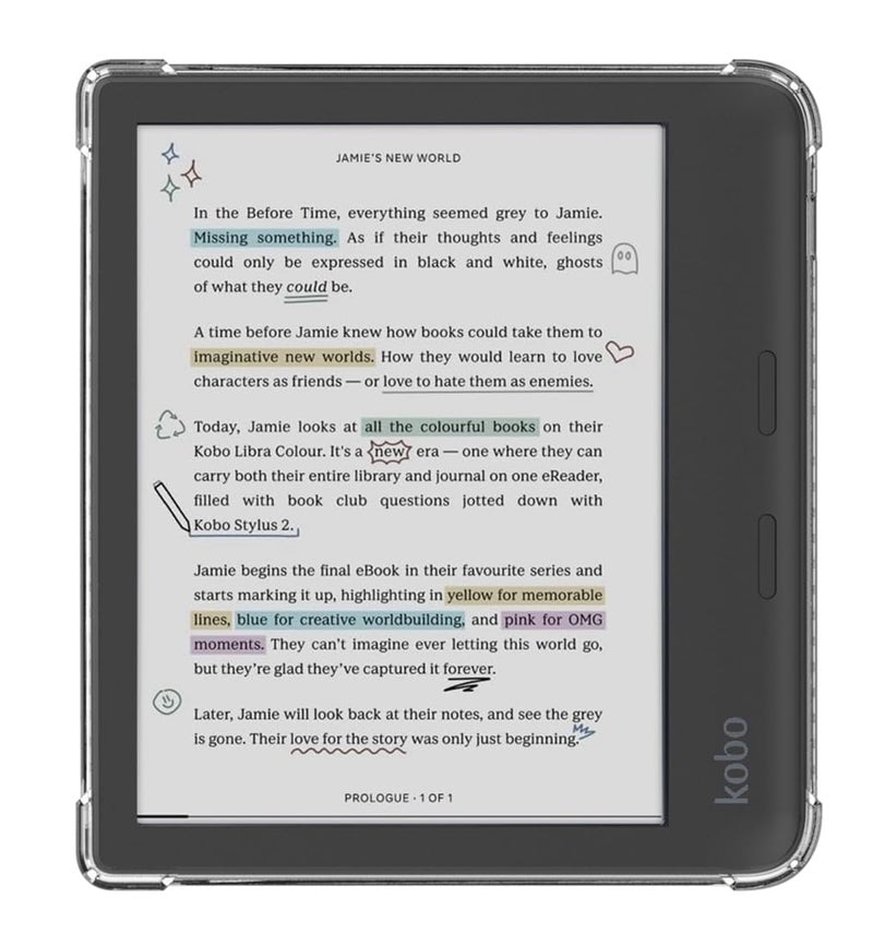 Zcooooool Case for Kobo Libra Colour/Kobo Libra 2 eReader Case 7 inch Reinforced Corners Cover/Libra Colour Case/Libra 2 Case, Transparent - Image 1