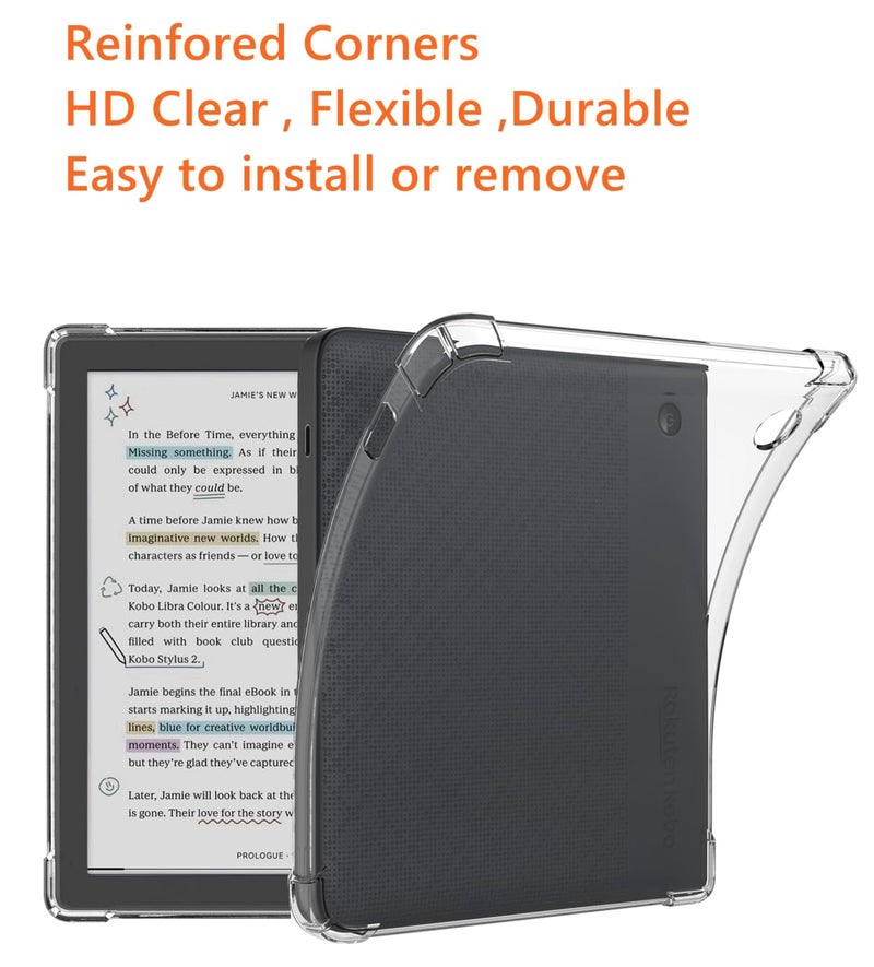 Zcooooool Case for Kobo Libra Colour/Kobo Libra 2 eReader Case 7 inch Reinforced Corners Cover/Libra Colour Case/Libra 2 Case, Transparent - Image 2