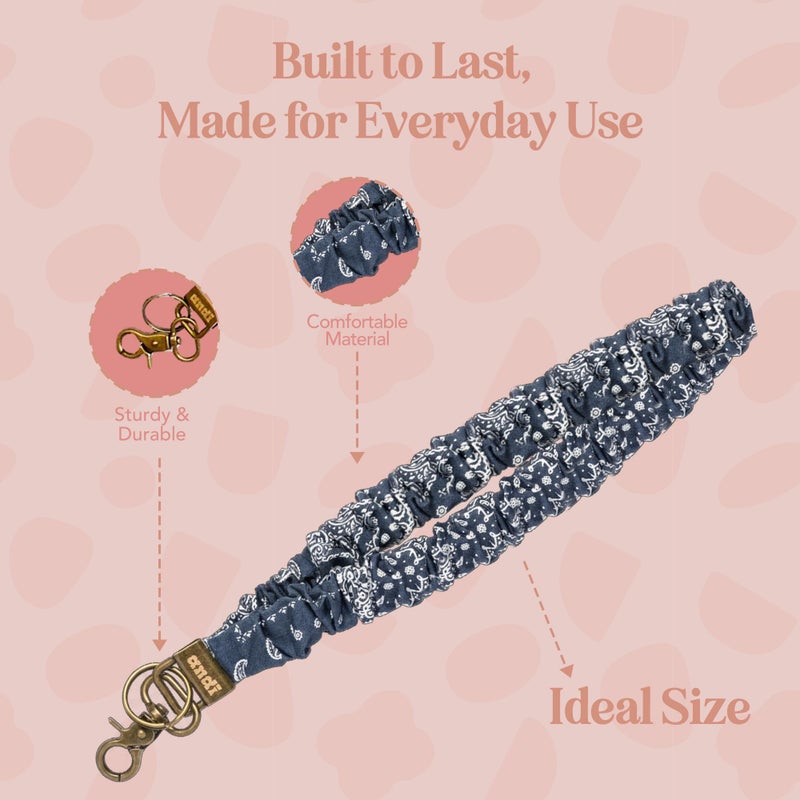 ANDI Neck Lanyard For Women - Scrunchie Cute Lanyard for Keys, Id Card Holder, Wallet - Aesthetic Long Lanyard (Paisley in Navy) - Image 5