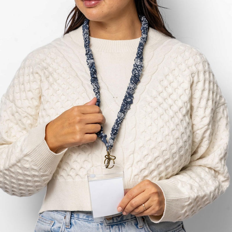 ANDI Neck Lanyard For Women - Scrunchie Cute Lanyard for Keys, Id Card Holder, Wallet - Aesthetic Long Lanyard (Paisley in Navy) - Image 3