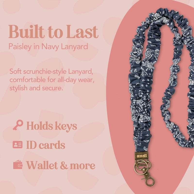 ANDI Neck Lanyard For Women - Scrunchie Cute Lanyard for Keys, Id Card Holder, Wallet - Aesthetic Long Lanyard (Paisley in Navy) - Image 2