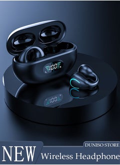 DUNISO Wireless Headphones Bluetooth 5.3 Ear Clip Earphones Open Ear with Mic Wireless Charging Case LED Power Display for Running Sport Gym  - Image 1