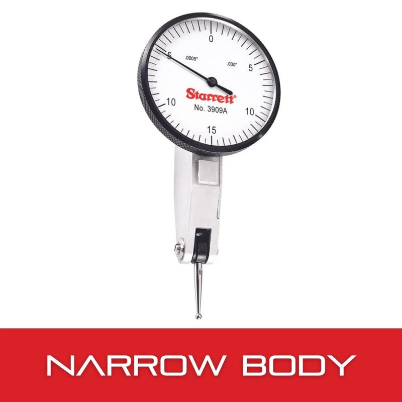 Starrett Dial Test Indicator with Dovetail Mount Two Dovetail Clamps and Case  1916 White Dial Face 030 Range 0150 Dial Reading 0005 Graduations  3909A - Image 3