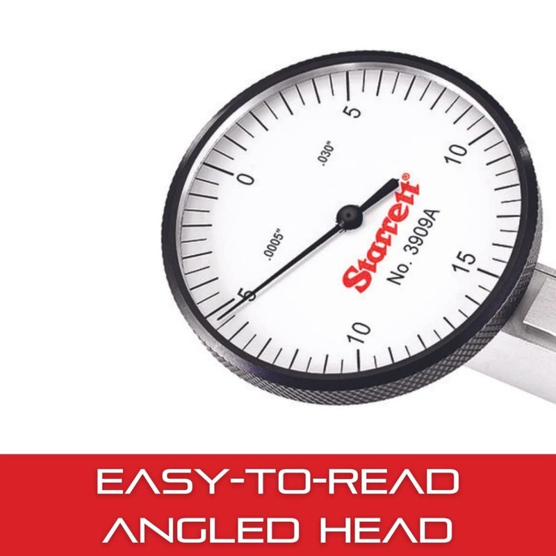 Starrett Dial Test Indicator with Dovetail Mount Two Dovetail Clamps and Case  1916 White Dial Face 030 Range 0150 Dial Reading 0005 Graduations  3909A - Image 4