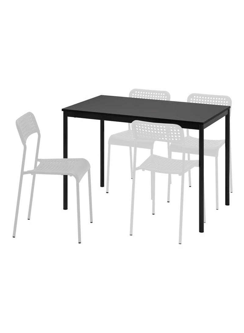 Sharpdo A table with a strong metal base and a wooden surface coated with melamine, featuring an elegant design along with a set of 4 lightweight and durable modern chairs that can support a weight of 120 kg, with steel legs coated with polyester, suitable for living rooms, bedrooms, kitchens, and offices. - Image 1