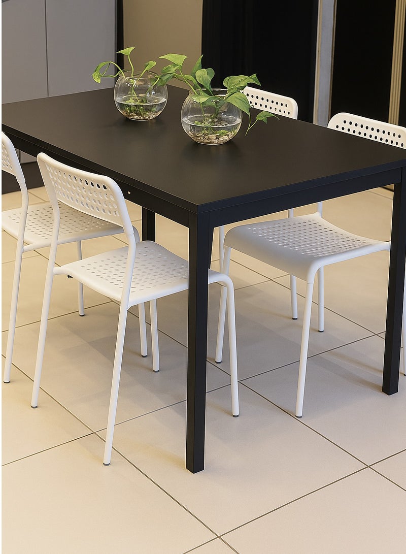Sharpdo A table with a strong metal base and a wooden surface coated with melamine, featuring an elegant design along with a set of 4 lightweight and durable modern chairs that can support a weight of 120 kg, with steel legs coated with polyester, suitable for living rooms, bedrooms, kitchens, and offices. - Image 2