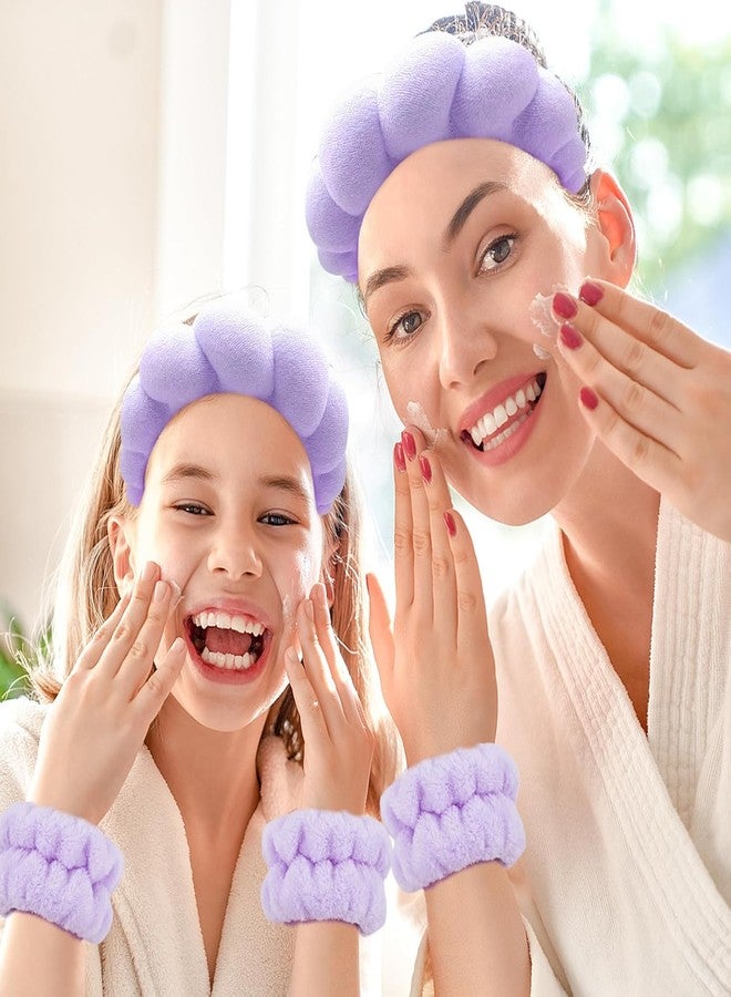 Fennec Mart Spa Headband and Wristband Set for Women Soft Face Wash Headband & Wrist Bands for Skincare, Makeup & Facial Cleansing Routine (Purple) - Image 5