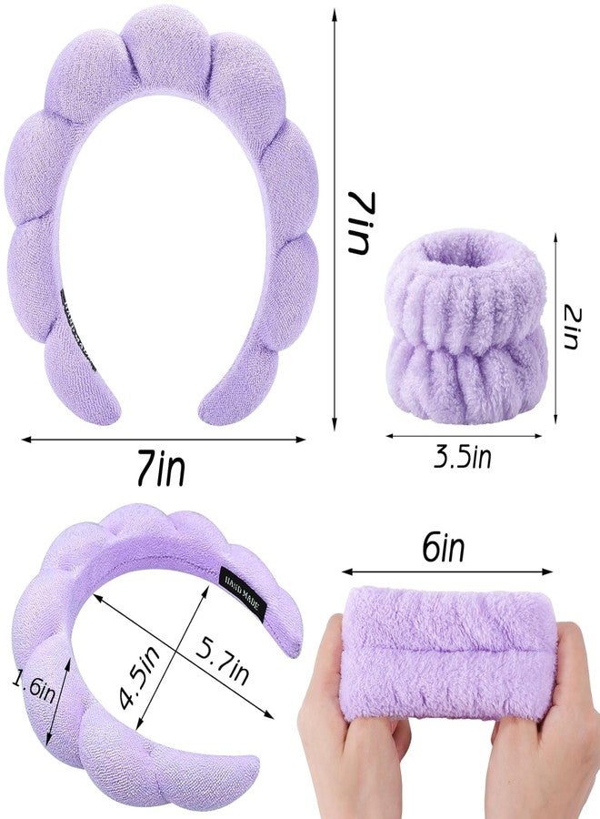 Fennec Mart Spa Headband and Wristband Set for Women Soft Face Wash Headband & Wrist Bands for Skincare, Makeup & Facial Cleansing Routine (Purple) - Image 4
