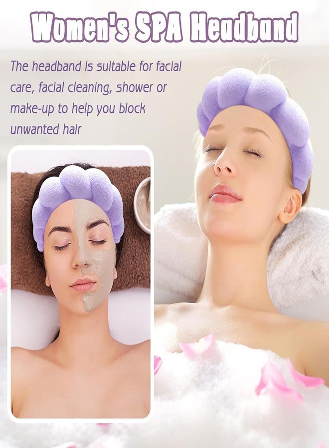 Fennec Mart Spa Headband and Wristband Set for Women Soft Face Wash Headband & Wrist Bands for Skincare, Makeup & Facial Cleansing Routine (Purple) - Image 2