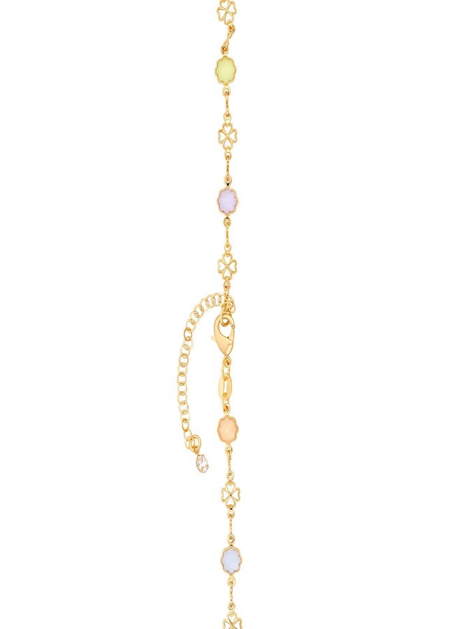Barzel 18K Gold Plated Multicolor Flower Necklace for Women - Made In Brazil (18 Inches) - Image 4