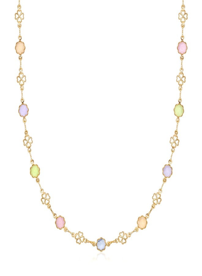 Barzel 18K Gold Plated Multicolor Flower Necklace for Women - Made In Brazil (18 Inches) - Image 1