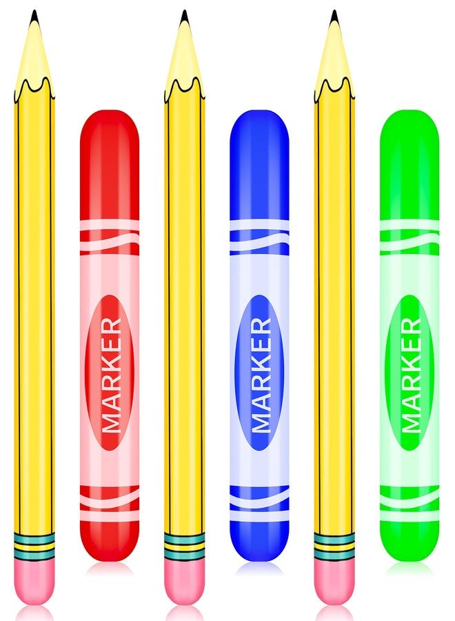 Demonwer 6 Pcs Giant Inflatable Marker Pencils Balloons Back to School Pencils Balloon Large Colorful Blow Up Marker Prop Kit for Back to School Classroom Events and Birthday Party - Image 1