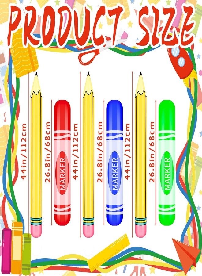 Demonwer 6 Pcs Giant Inflatable Marker Pencils Balloons Back to School Pencils Balloon Large Colorful Blow Up Marker Prop Kit for Back to School Classroom Events and Birthday Party - Image 2