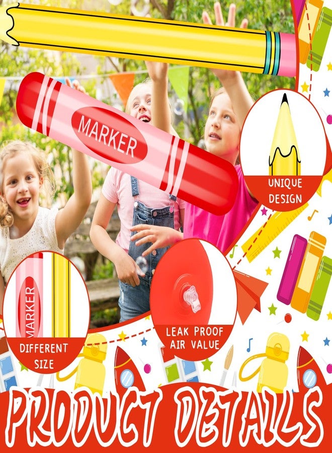 Demonwer 6 Pcs Giant Inflatable Marker Pencils Balloons Back to School Pencils Balloon Large Colorful Blow Up Marker Prop Kit for Back to School Classroom Events and Birthday Party - Image 3