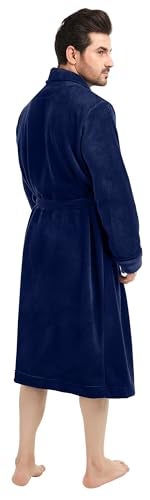 NY Threads Mens Robe, Luxury Plush Fleece Mens Bathrobe, Spa Bath Robe for Men, Large-X-Large, Navy - Image 3