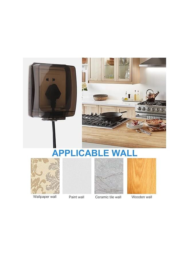 PROMASS 2Pcs Waterproof Wall Switch Socket Outlet Cover, Transparent Wall Switch Face Plate Box, Proof Box Guard Case Protector Single Socket Cover Transparent Switch Socket Cover for Electrical Safety - Image 3