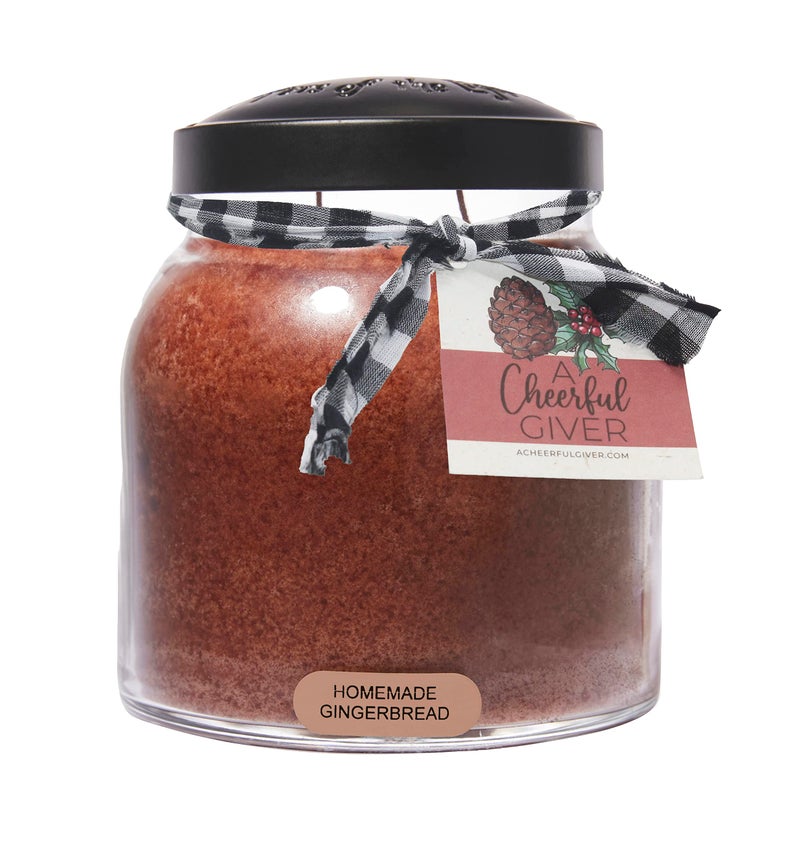 A Cheerful Giver A Cheerful Giver  Homemade Gingerbread  34oz Papa Scented Candle Jar with Lid  Keepers of the Light  155 Hours of Burn Time Gift for Women Brown 